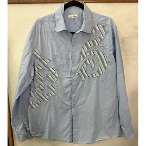 Vintage International‎ Male Size XXL Blue Button-down Long Sleeved Shirt Scroll